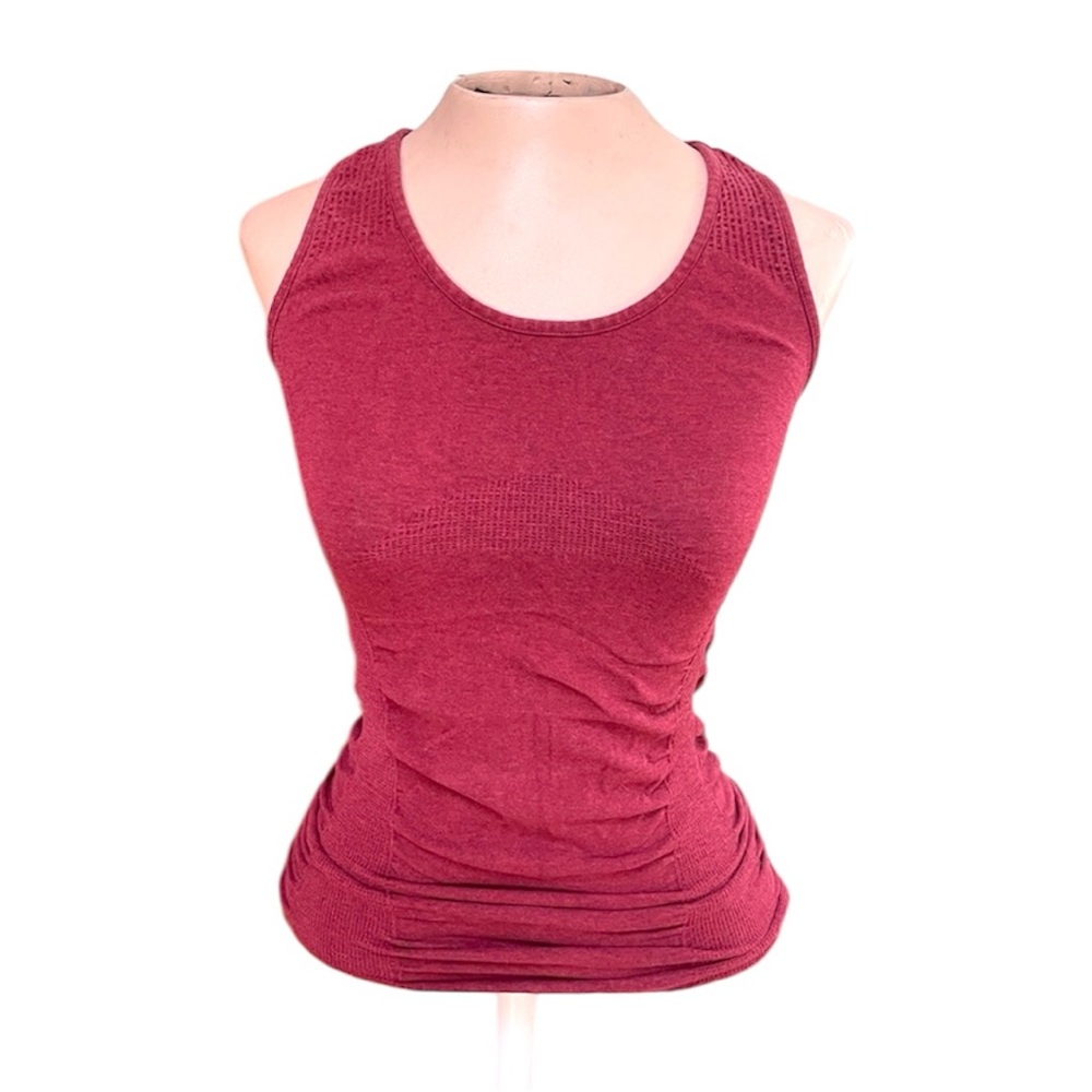 Athleta Maroon Gathered Sport Athletic Workout Sleeveless Sleek Tank Top Size XS